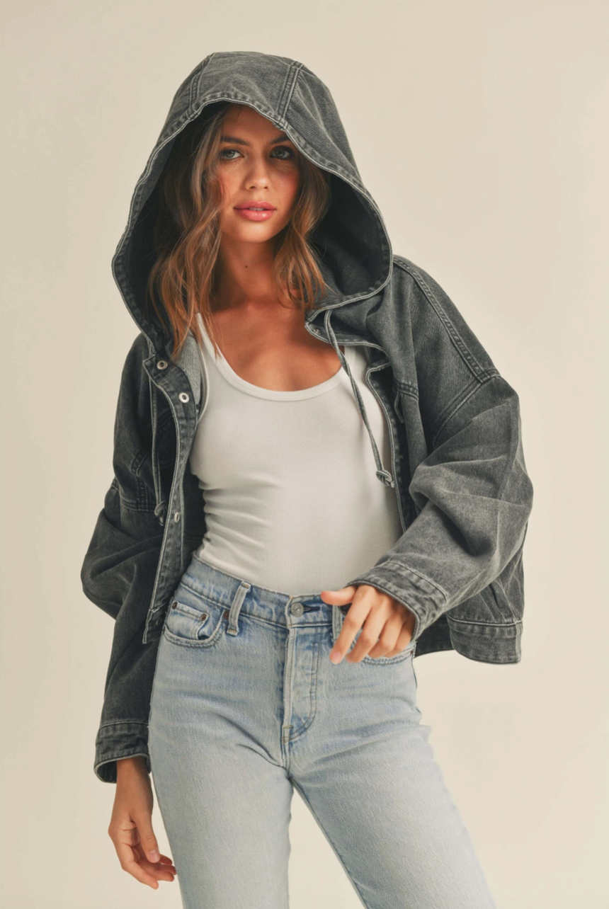 washed cotton hoodie jacket