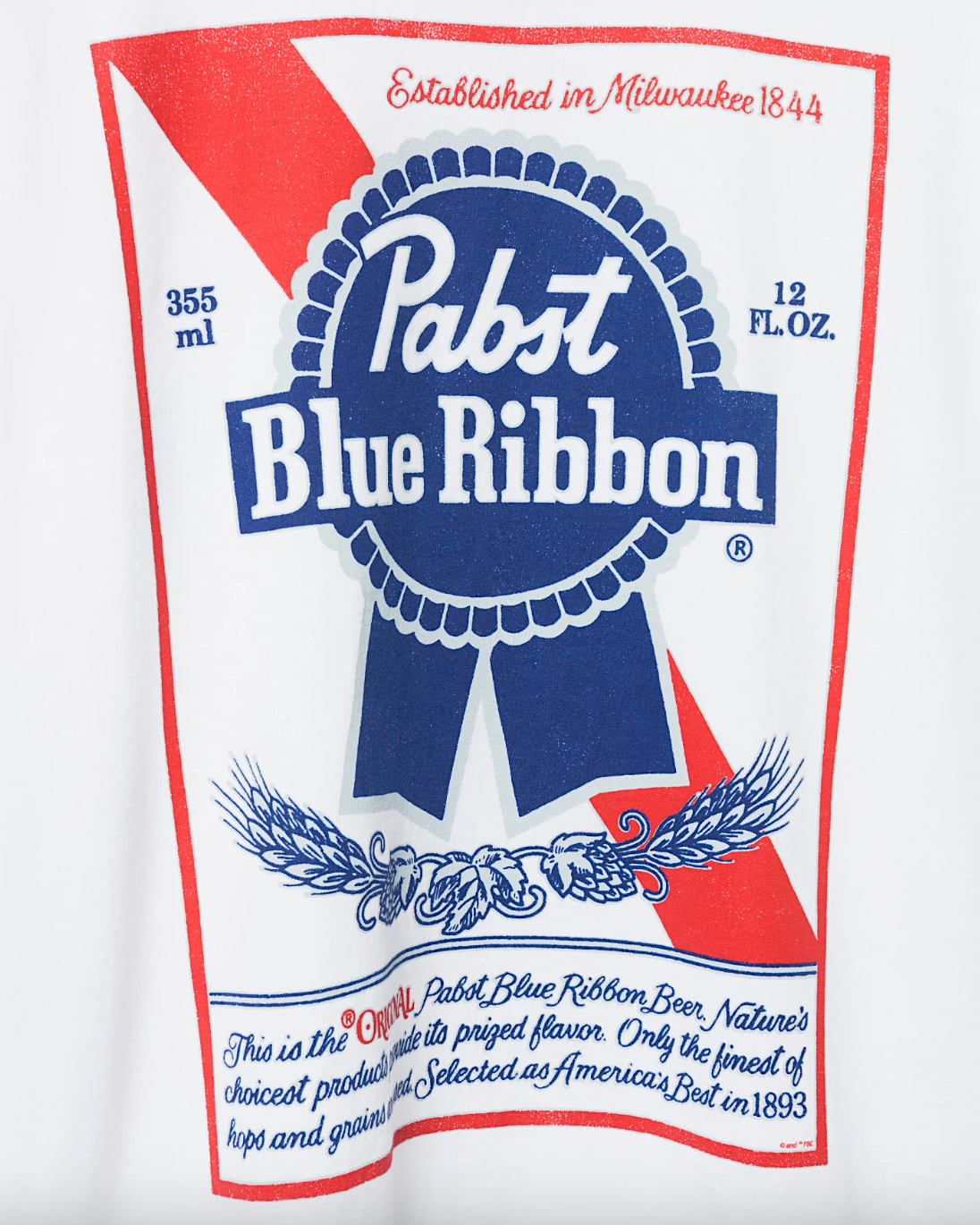 pabst blue ribon label graphic tee