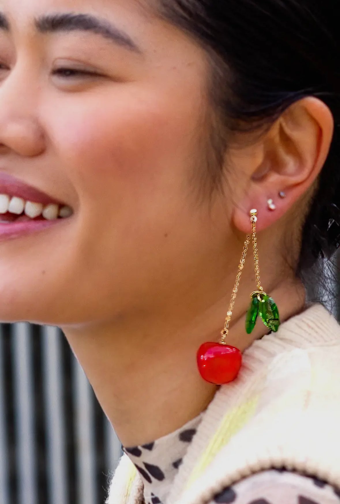 cherry bomb layered earrings