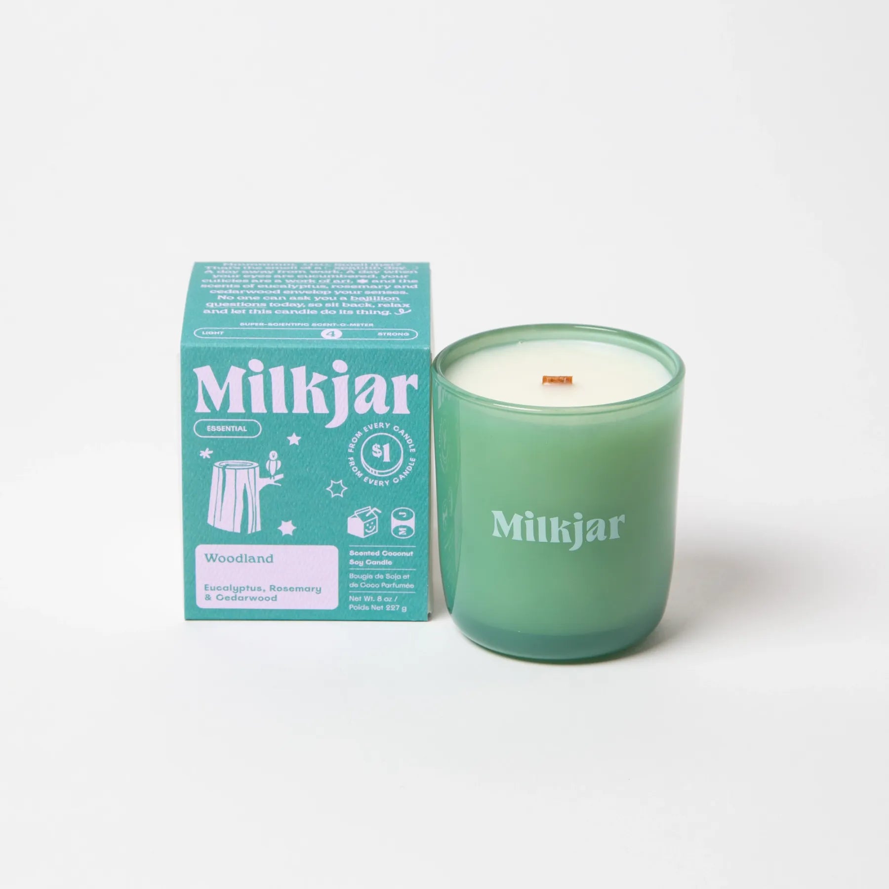 milk jar candle - woodland
