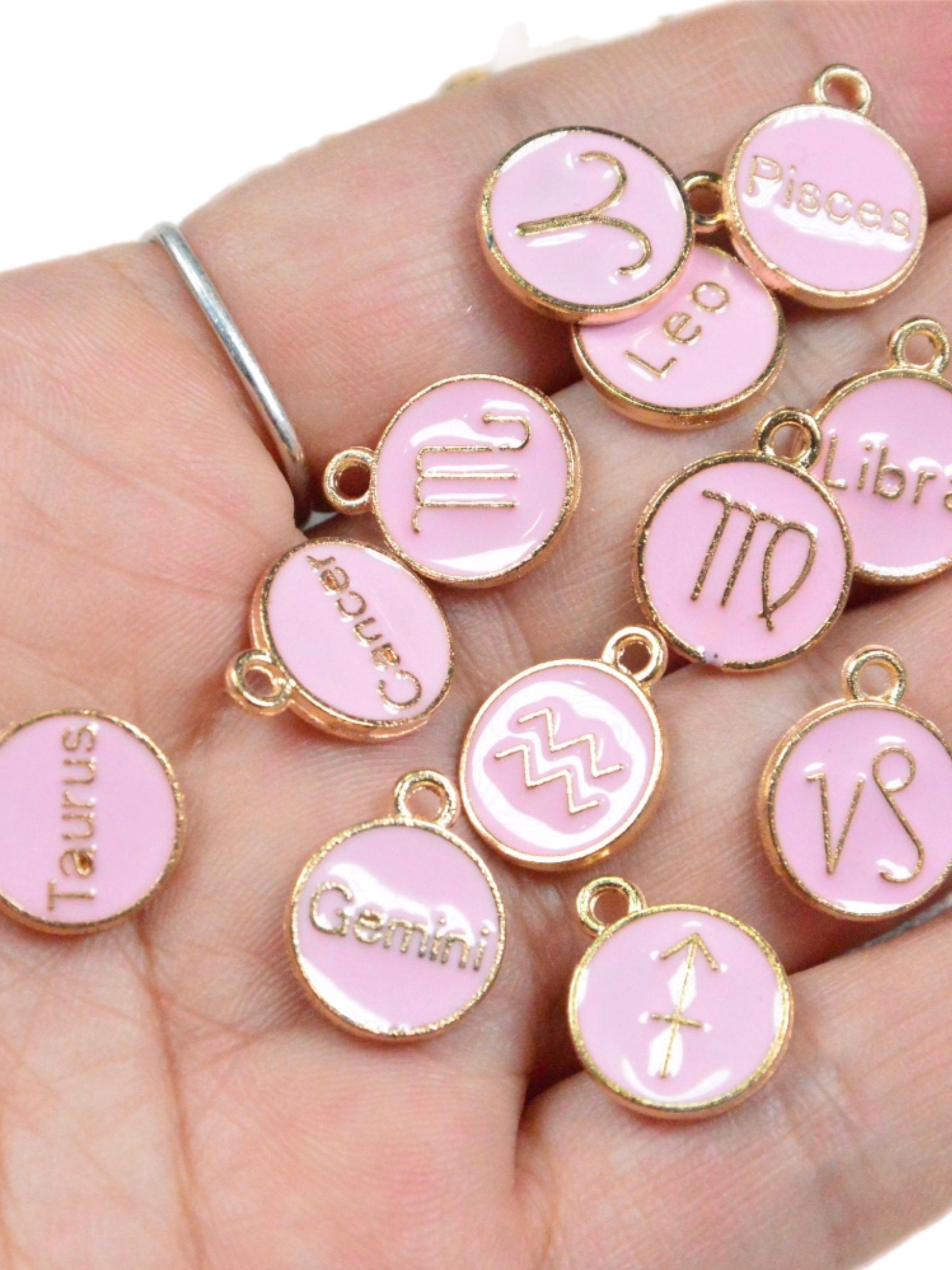 pink zodiac charm necklace