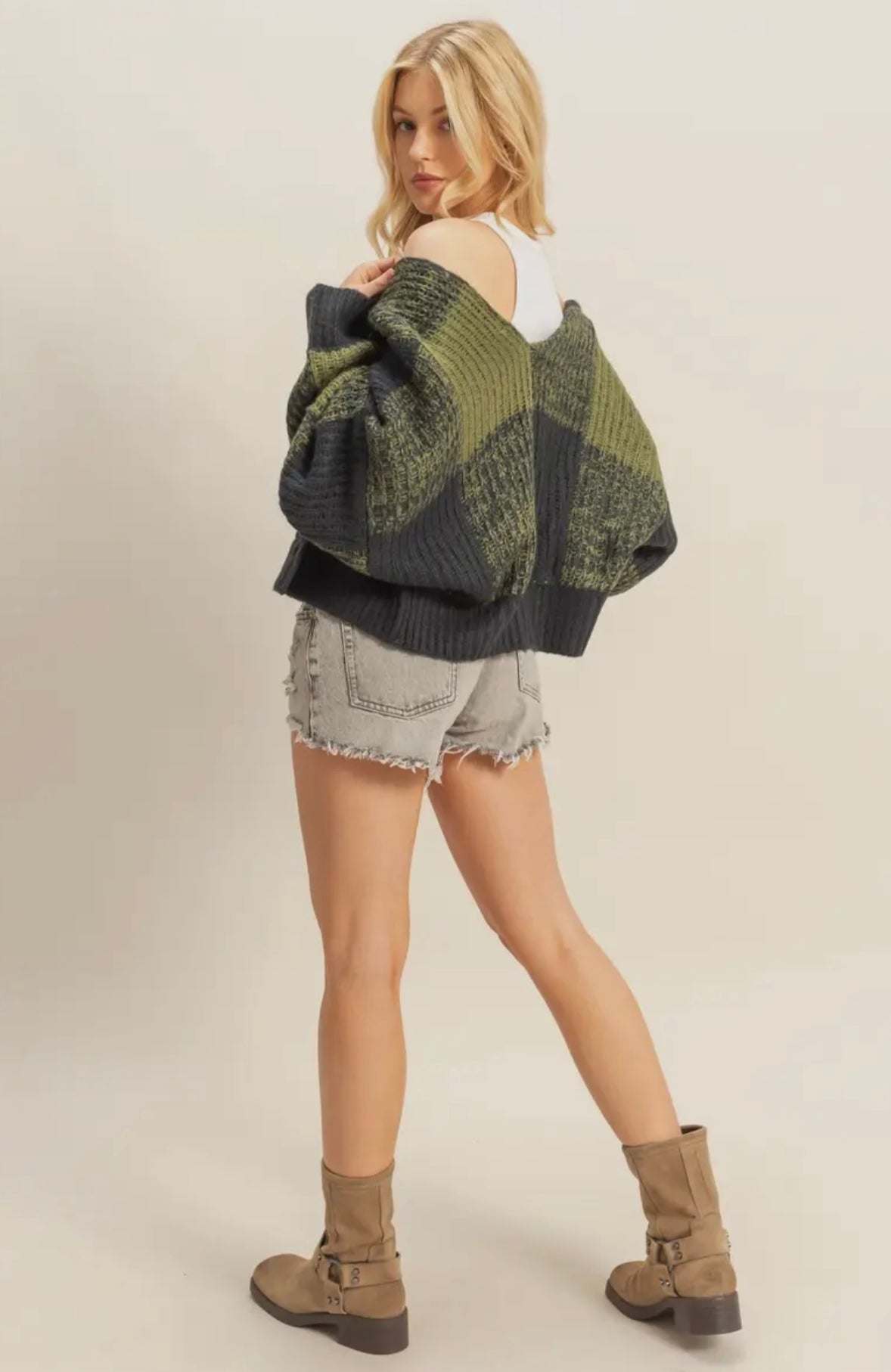 two tone sweater cardigan