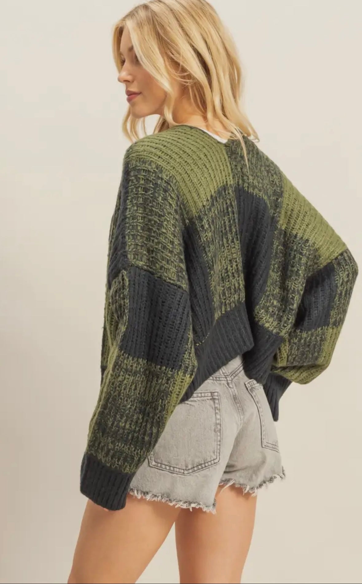 two tone sweater cardigan