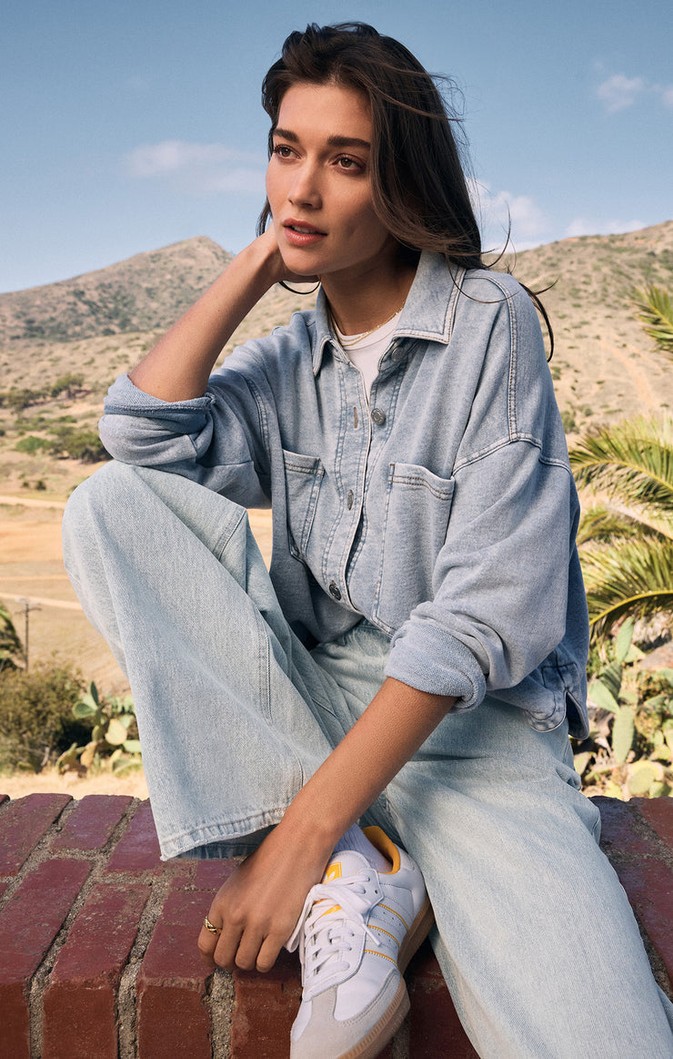 all day knit denim cropped jacket