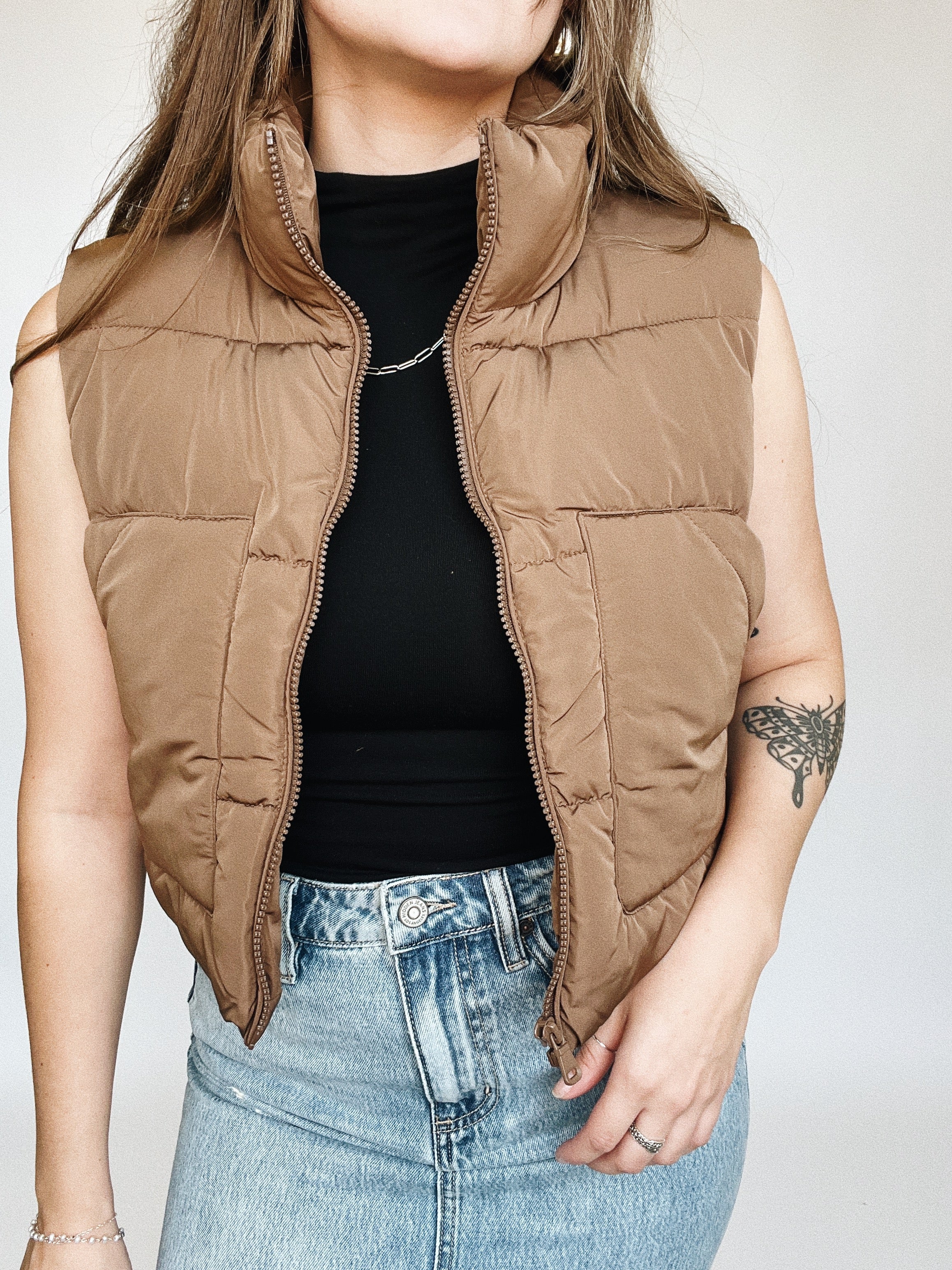 quilt cropped puffer vest