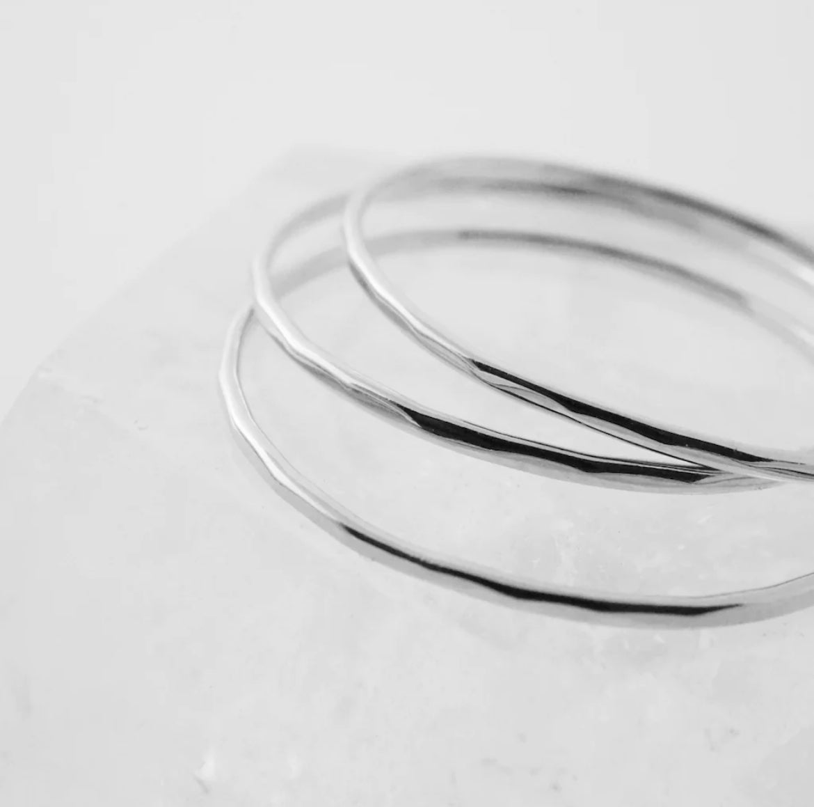 super skinny hammered stacking ring trio