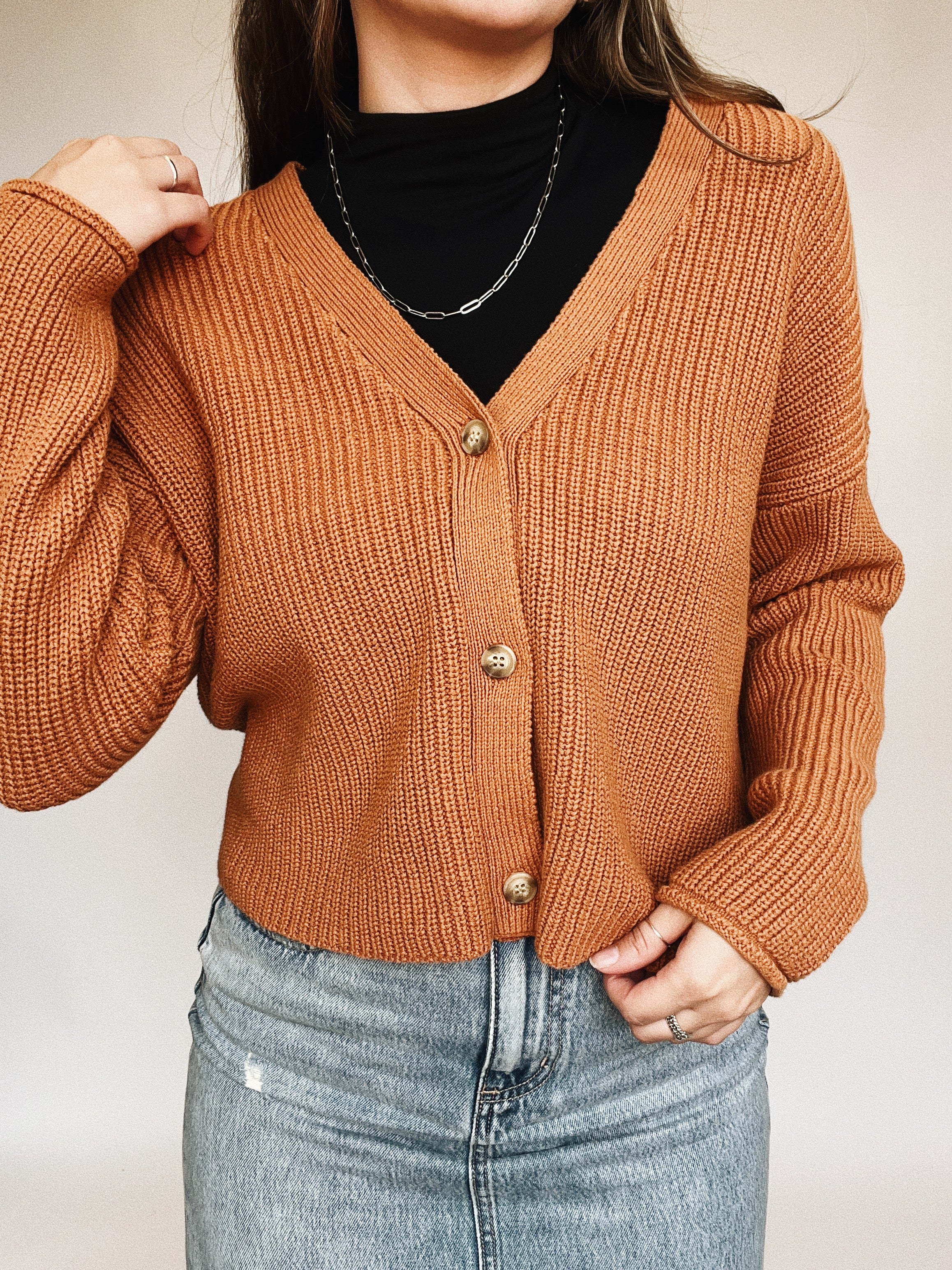 amber button sweater