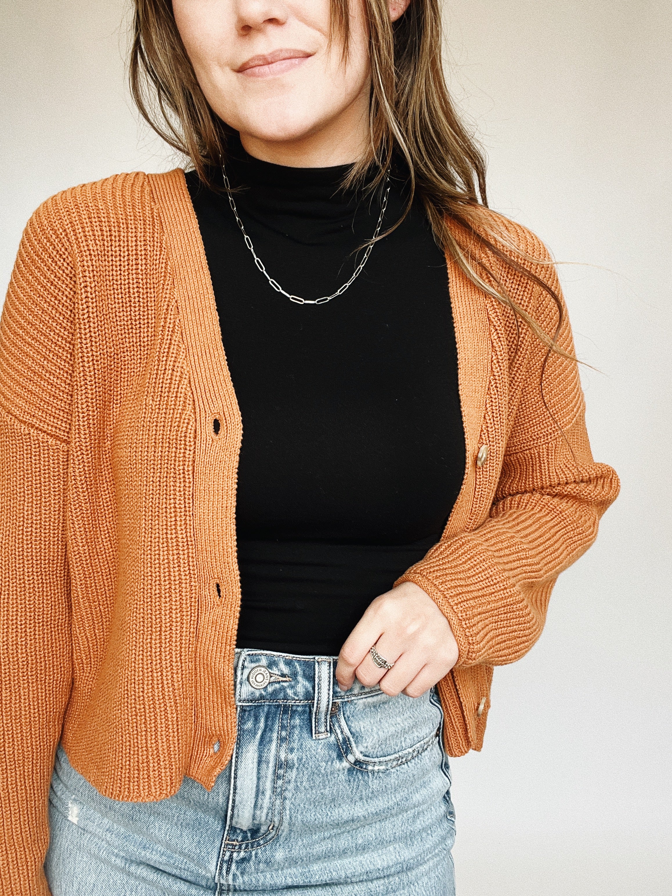 amber button sweater