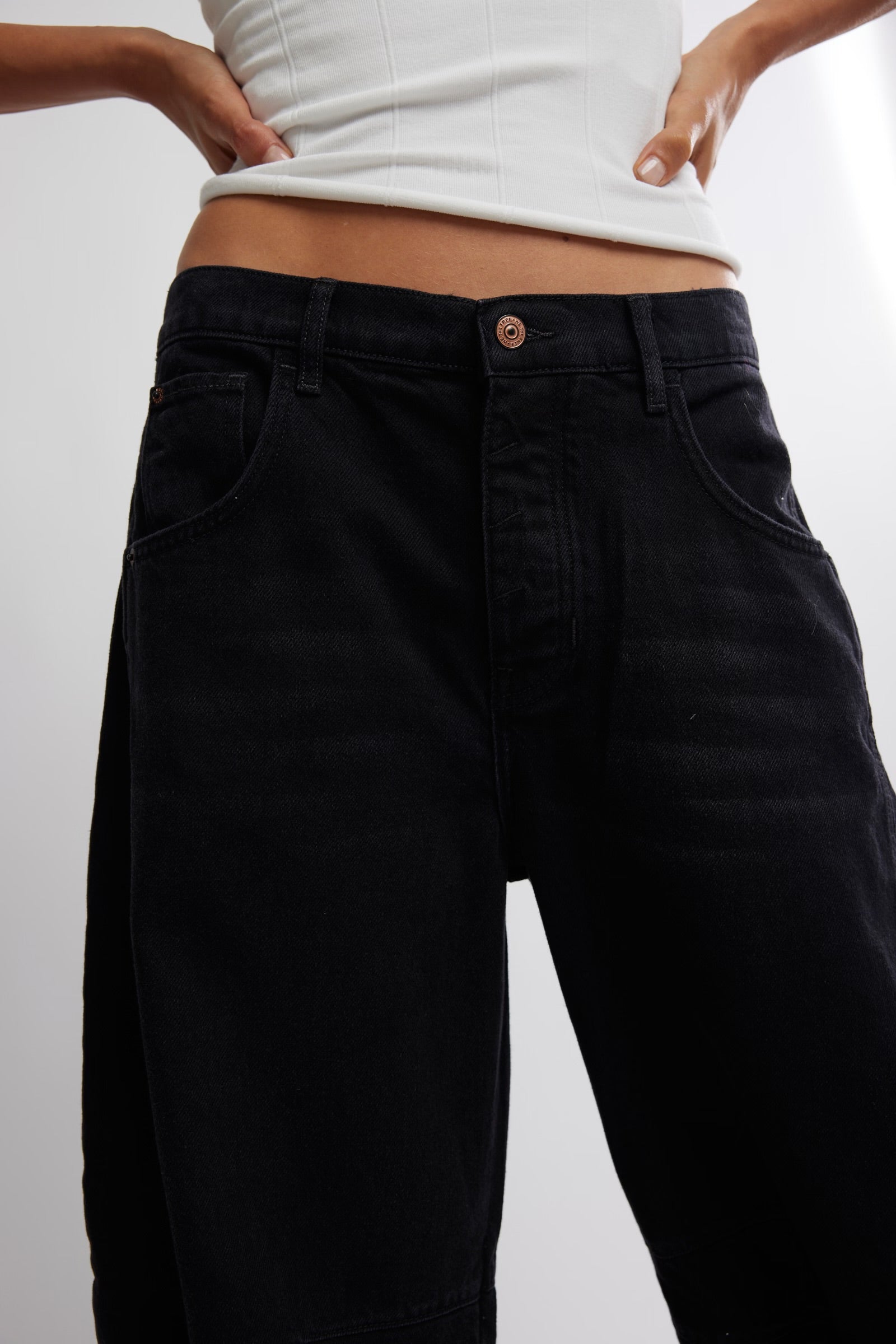 fp good luck mid rise barrel jean