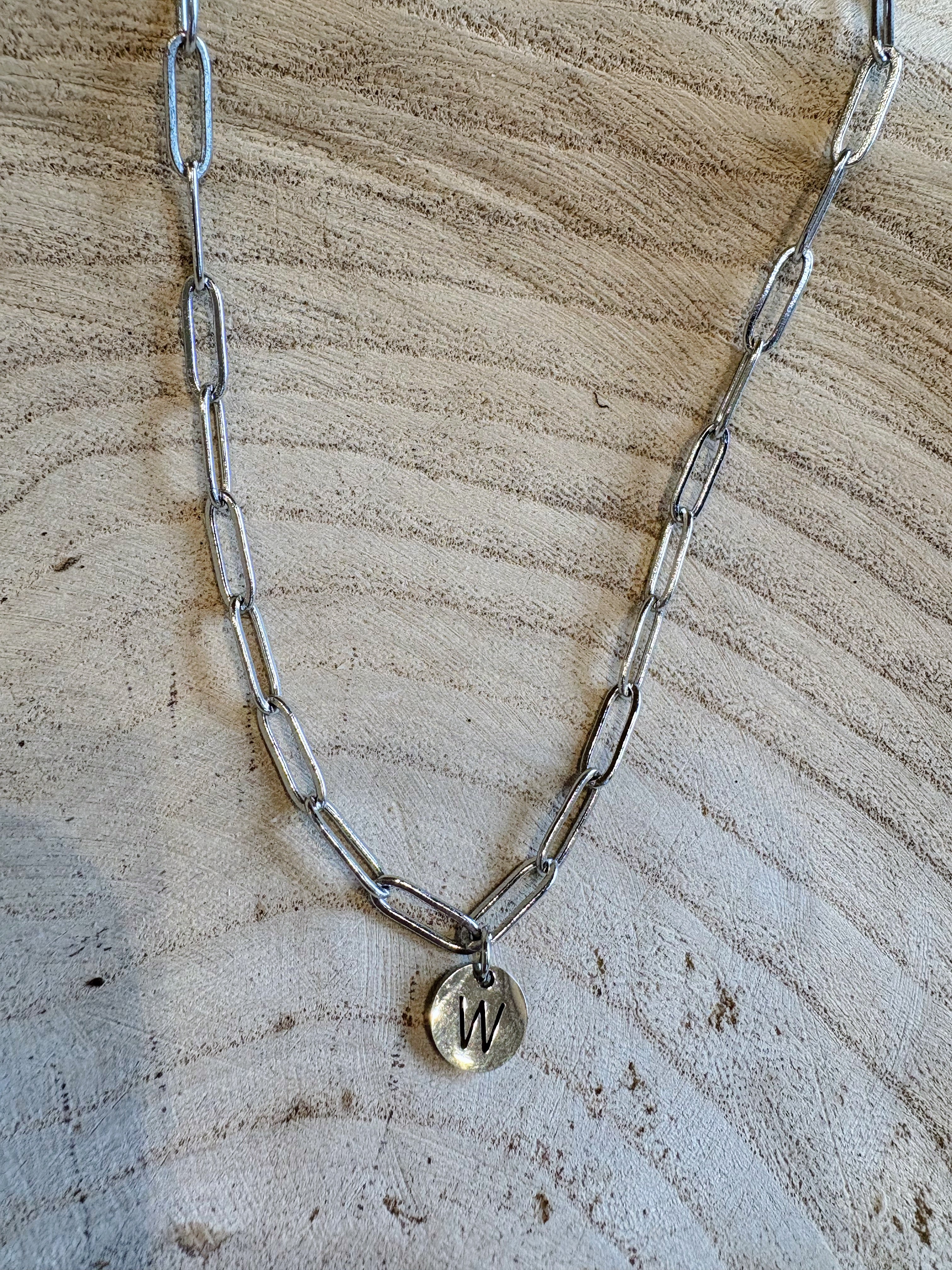 letter paperclip chain necklace - w