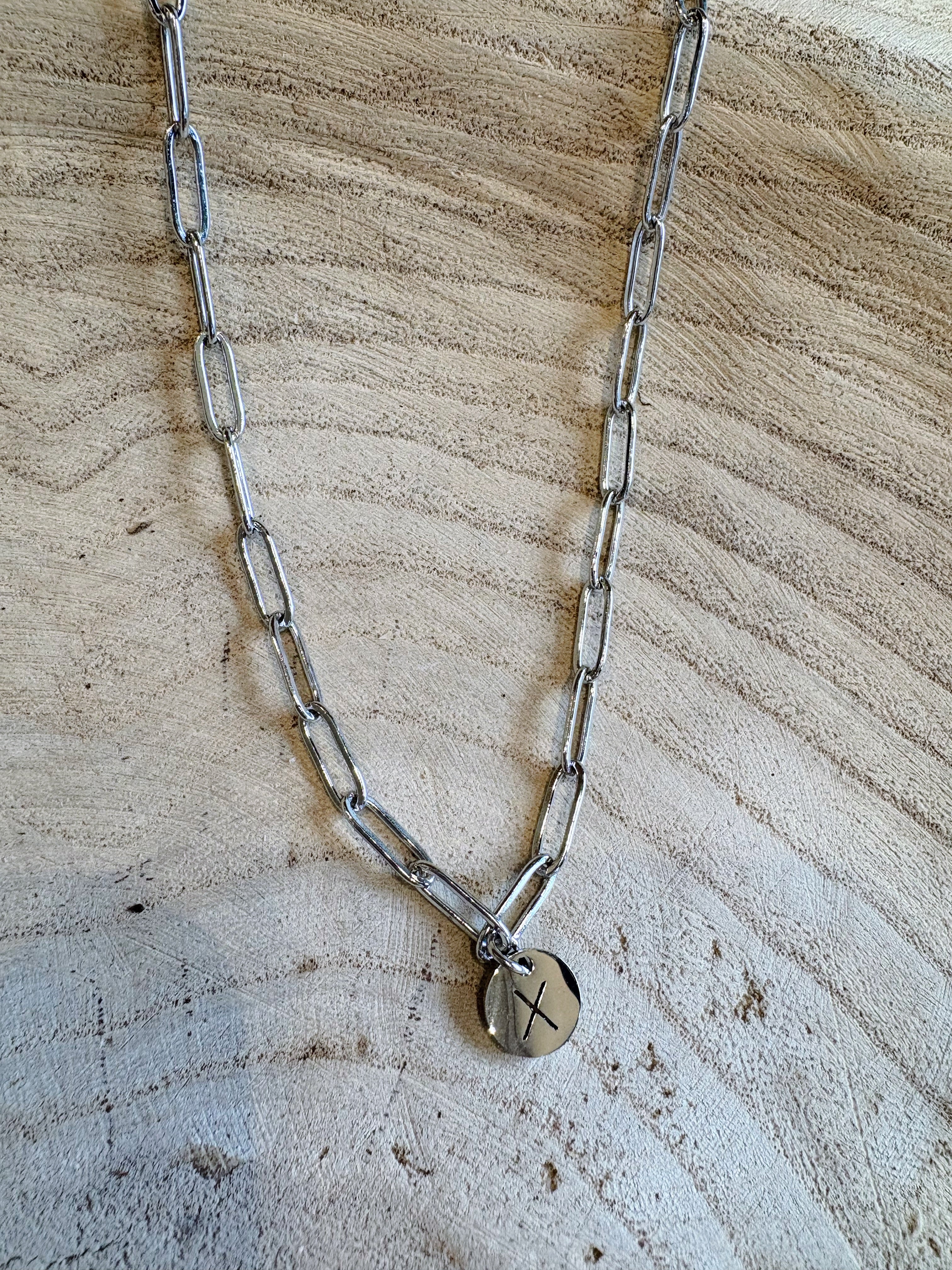 letter paperclip chain necklace - x