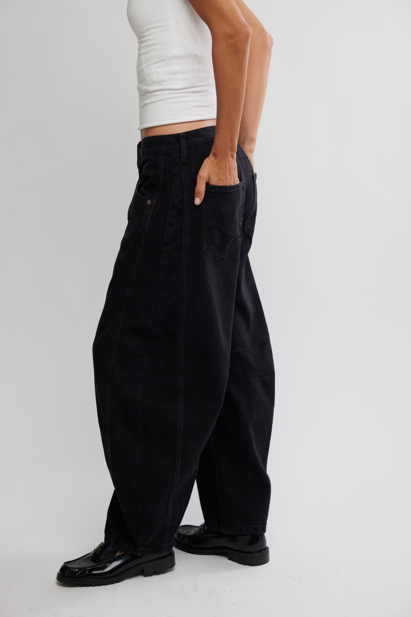 fp good luck mid rise barrel jean