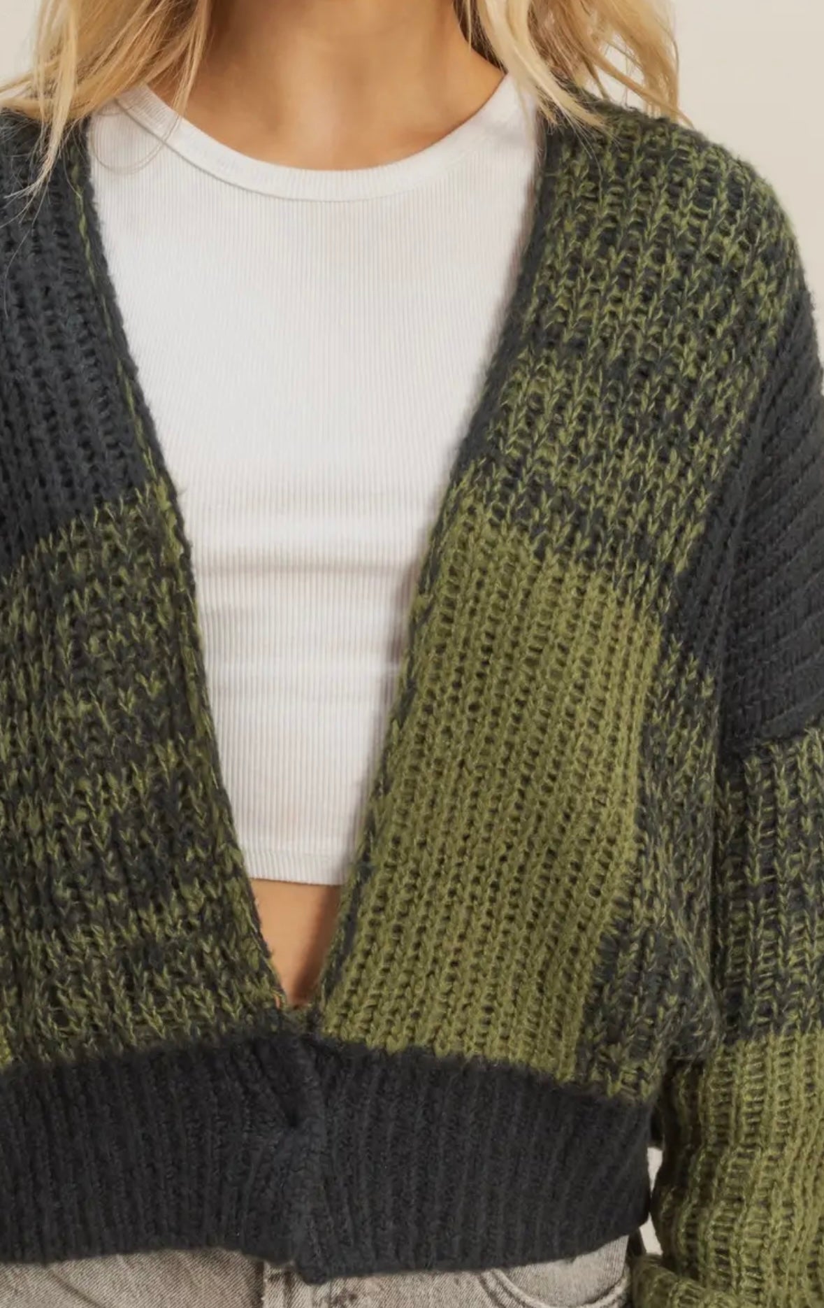 two tone sweater cardigan