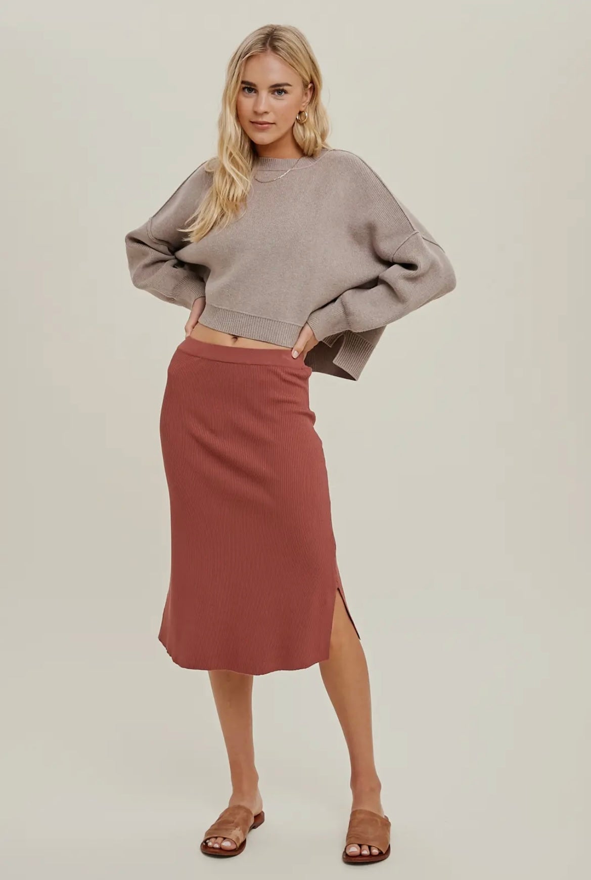 relaxed crop sweater top