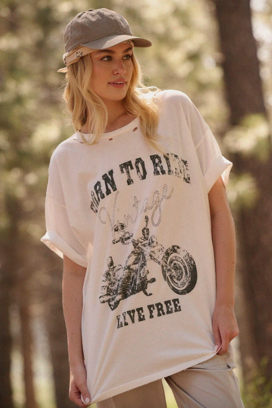 born to ride graphic tee
