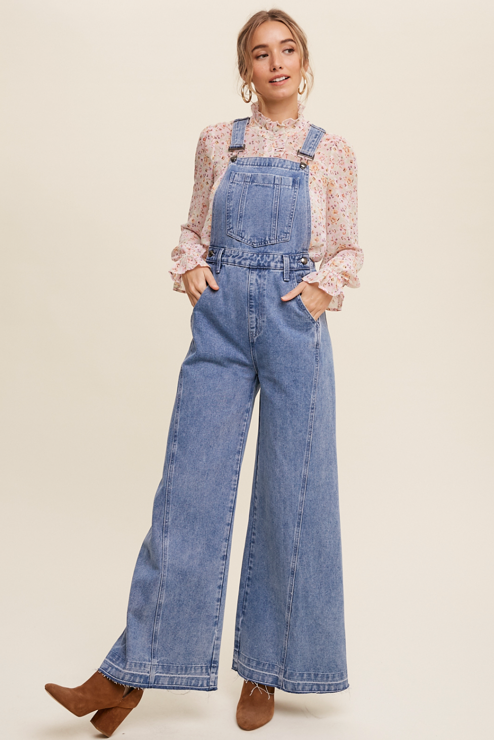 throwback wide leg overalls