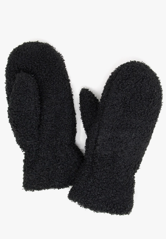 boucle teddy bear mittens