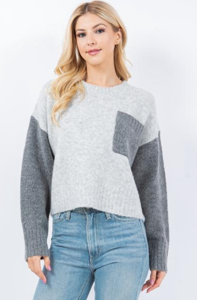 color block sleeve sweater
