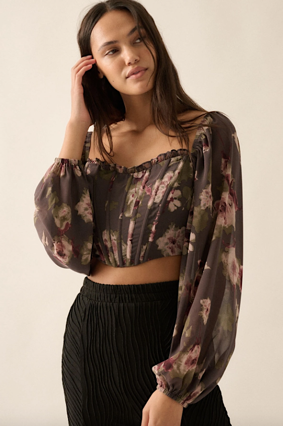 floral corset long sleeve