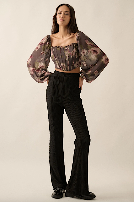 floral corset long sleeve