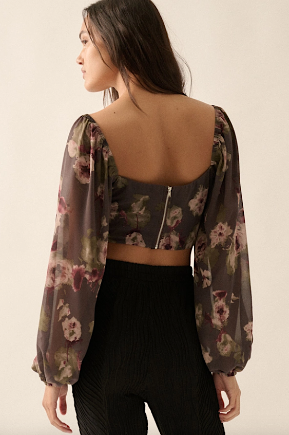 floral corset long sleeve