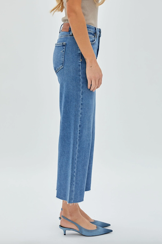 nori high rise wide leg crop - medium dark