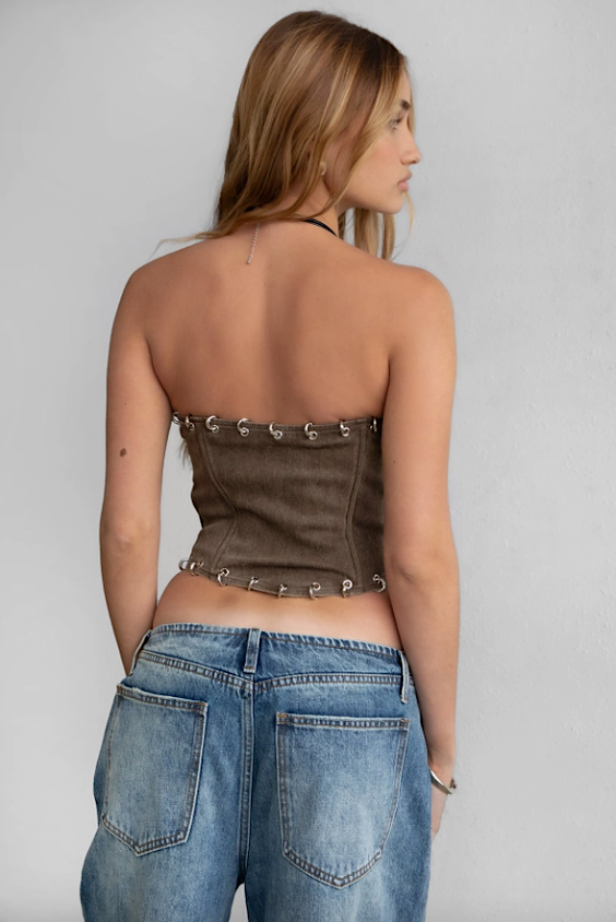 kacey washed denim corset