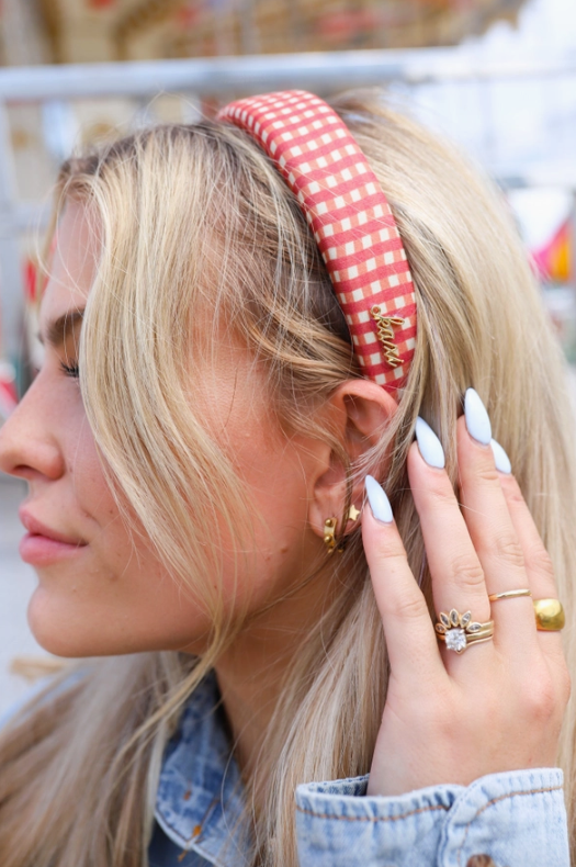 red plaid headband