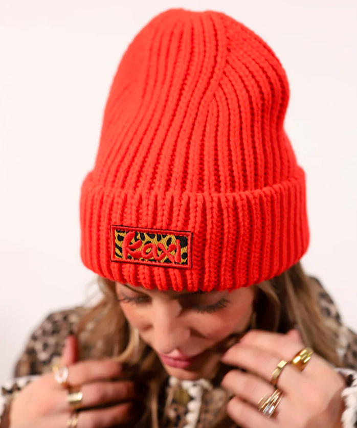 red cheetah beanie