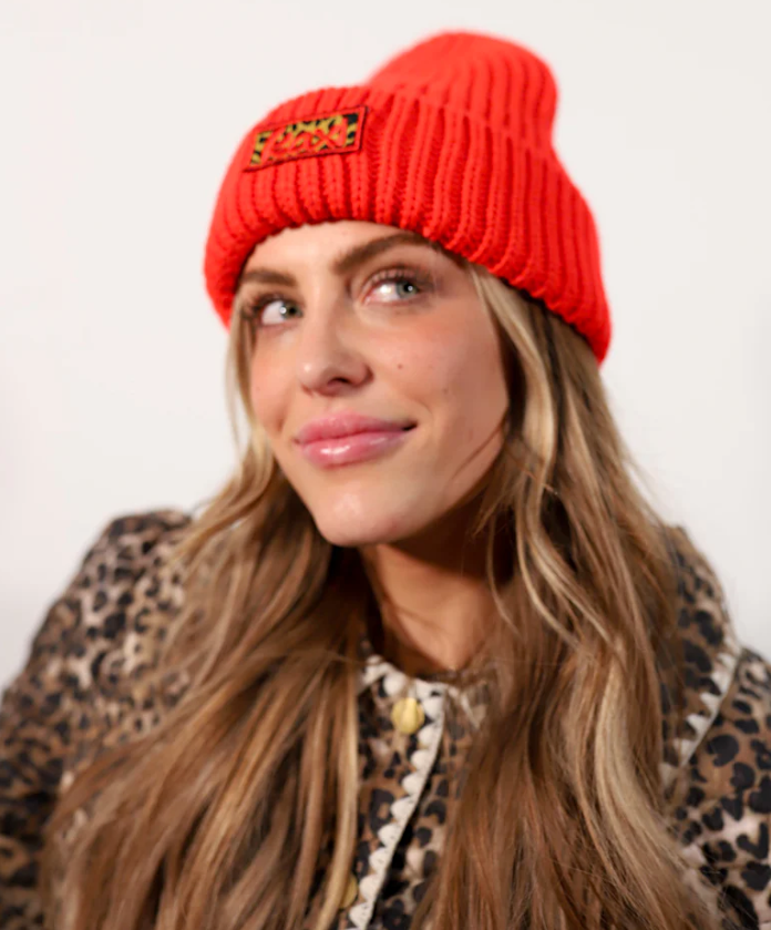 red cheetah beanie