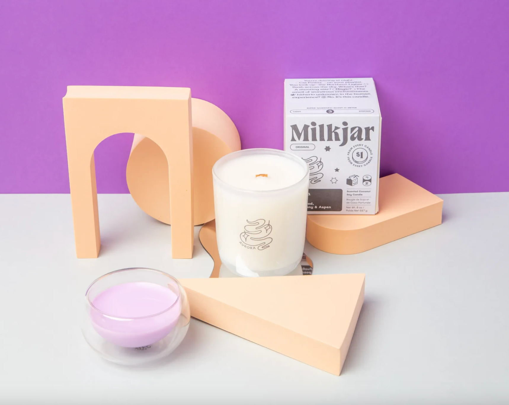 milk jar candle - aurora