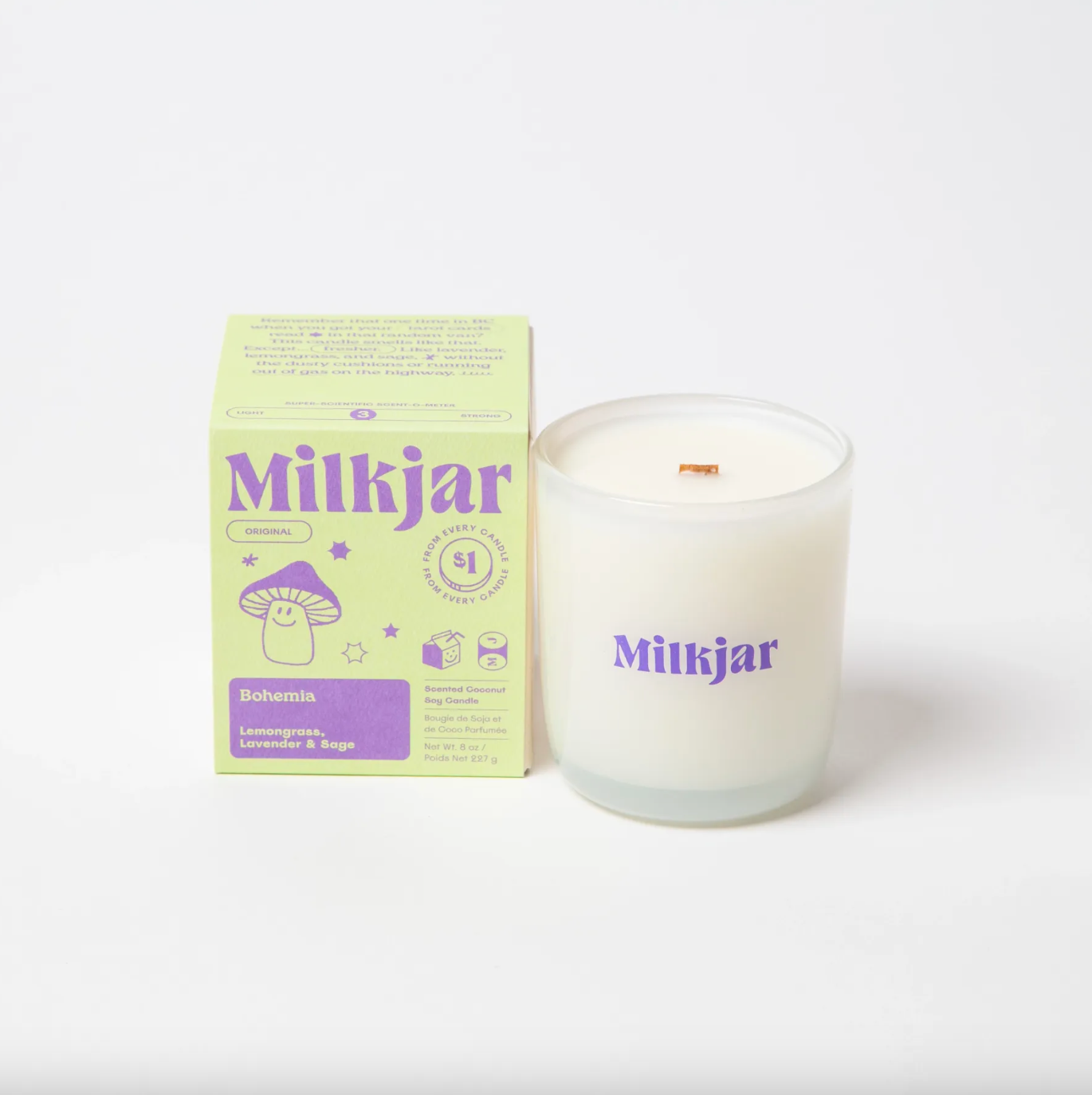 milk jar candle - bohemia