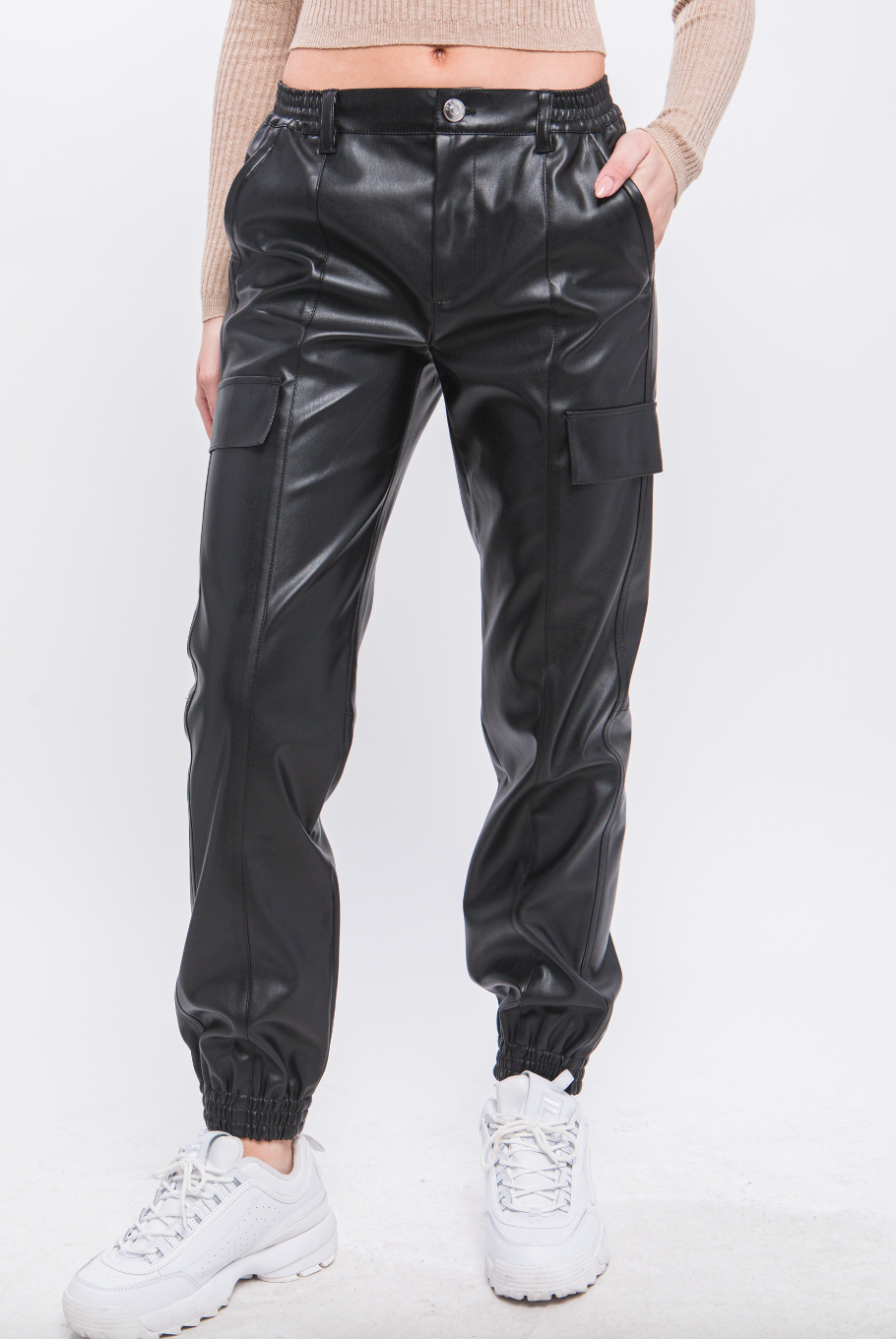 bella cargo leather pants