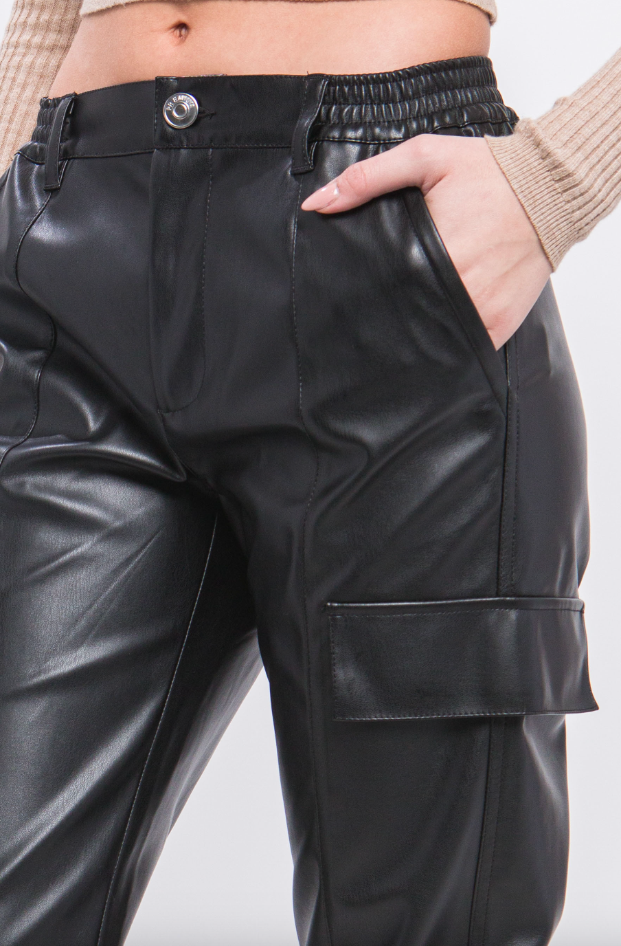 bella cargo leather pants
