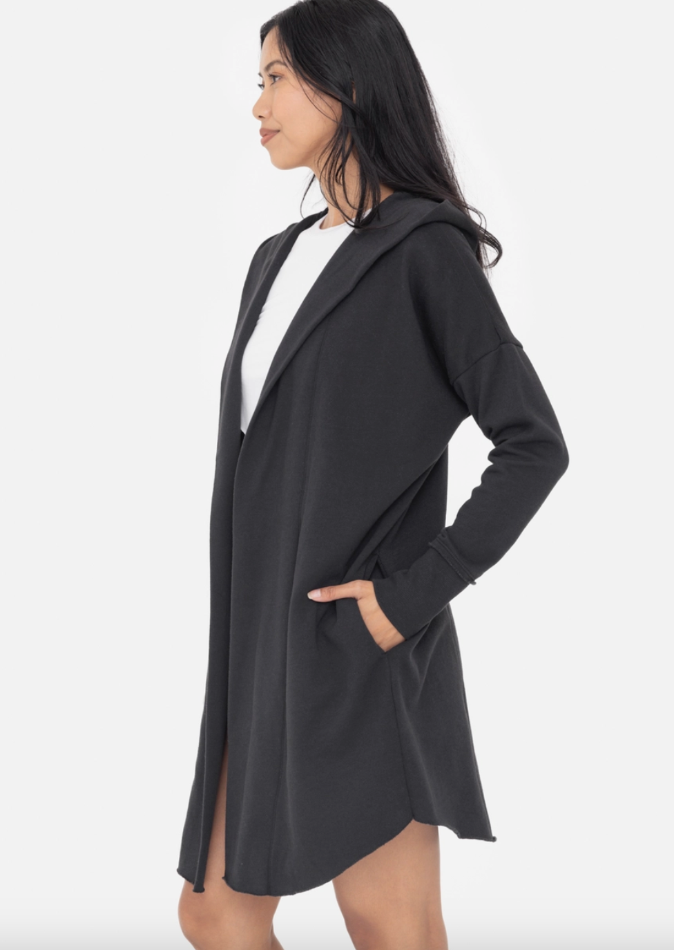 Longline hooded cardigan hot sale