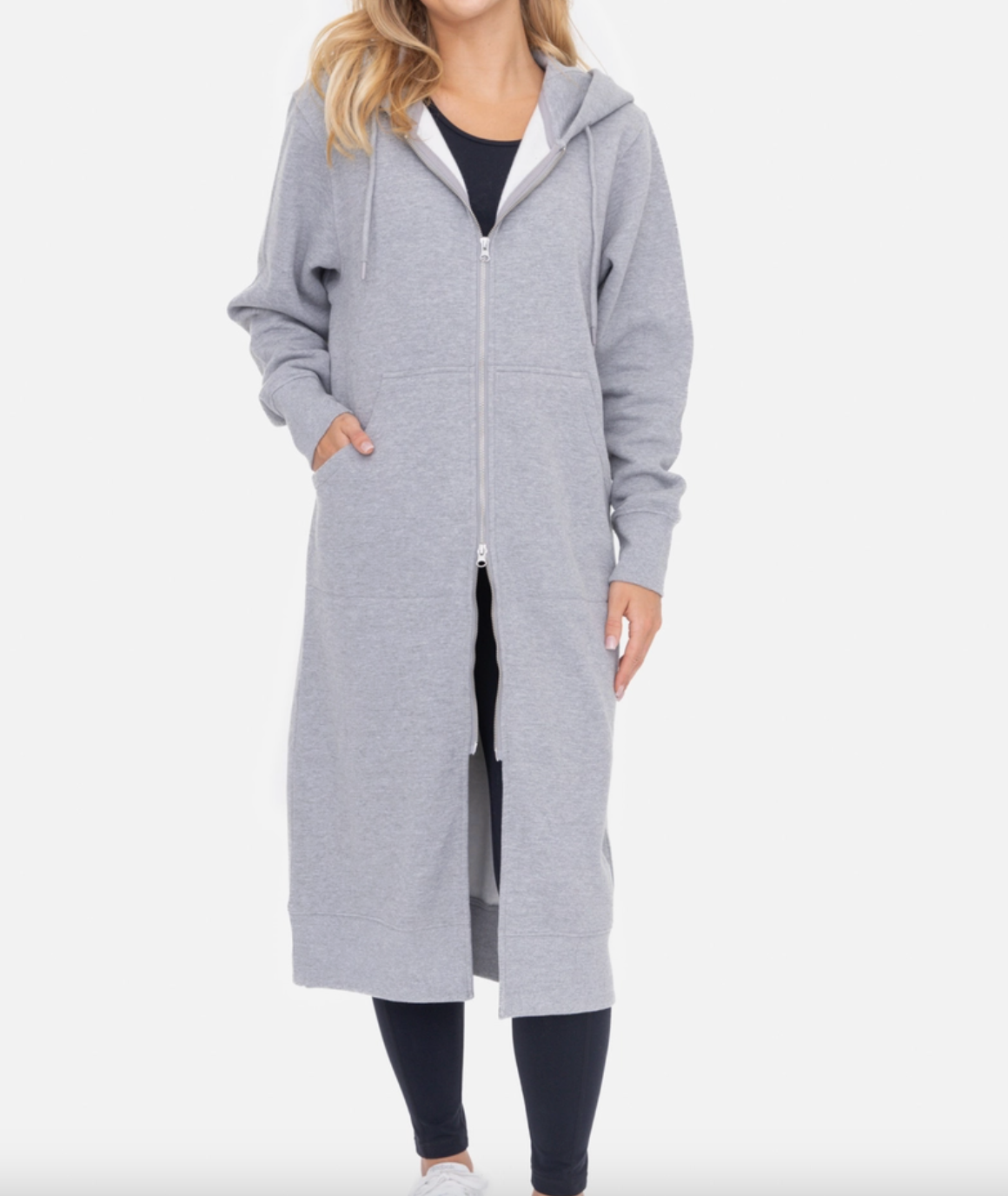 Longline zip online up hoodie