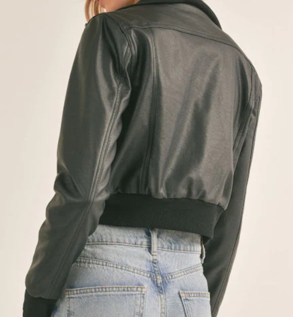 shae faux leather zip jacket
