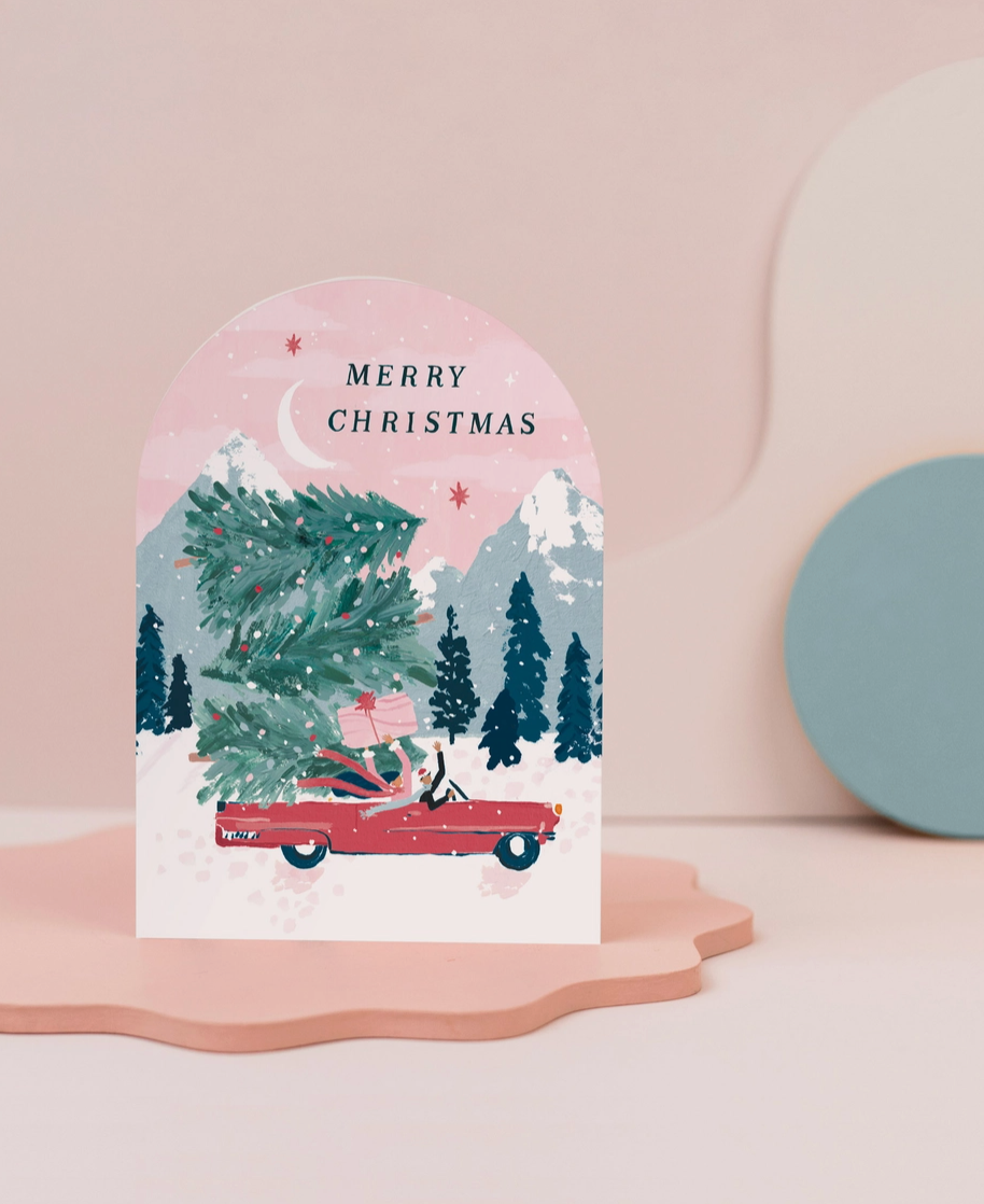 driving home christmas card