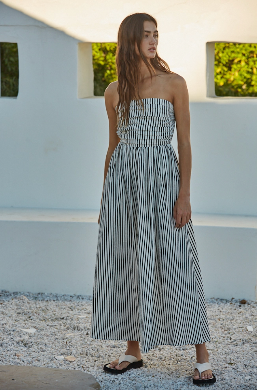amara striped midi dress