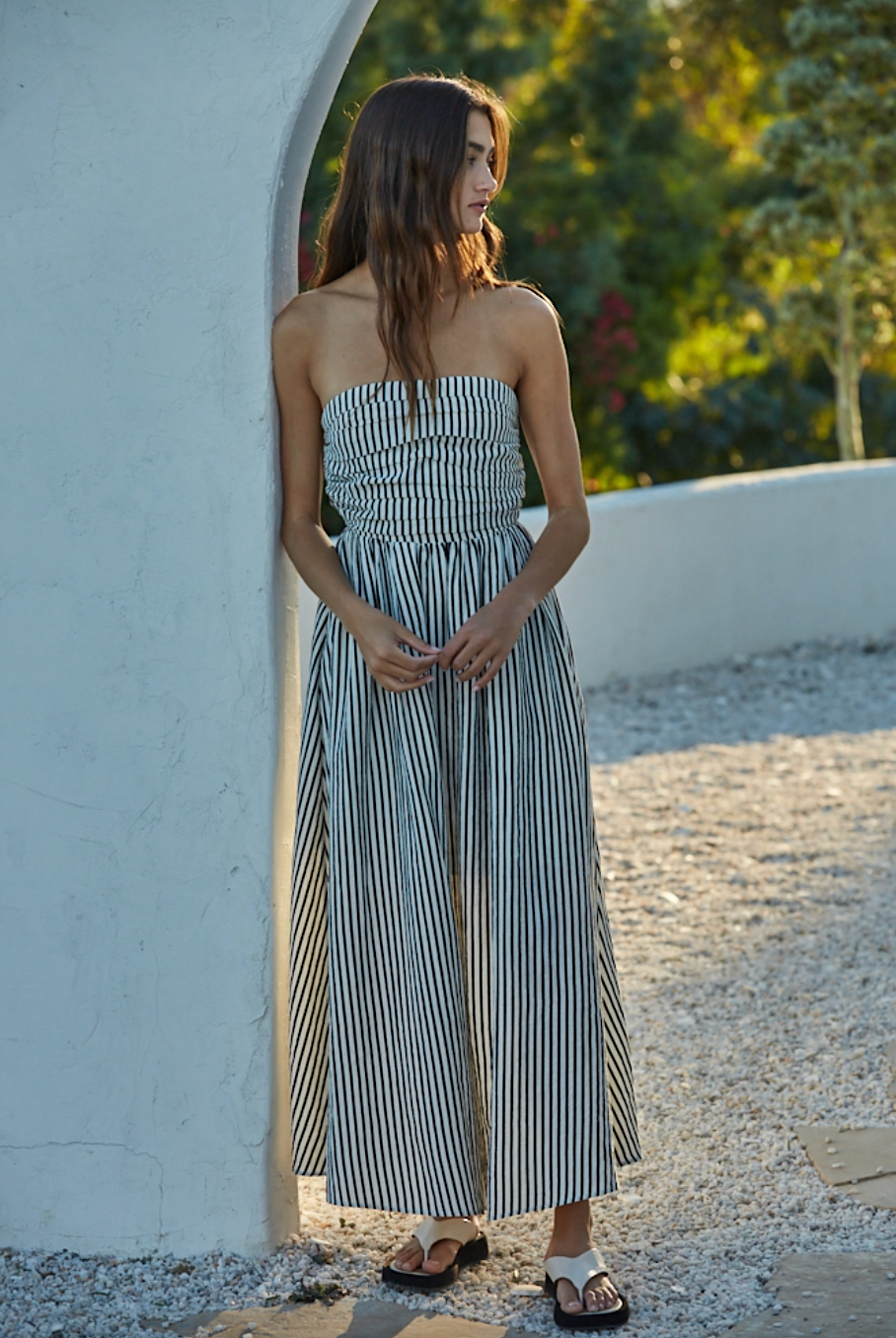 amara striped midi dress