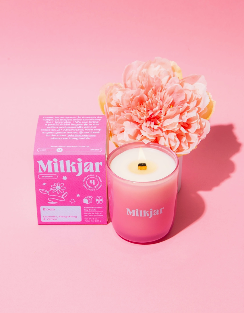 milk jar candle - bloom