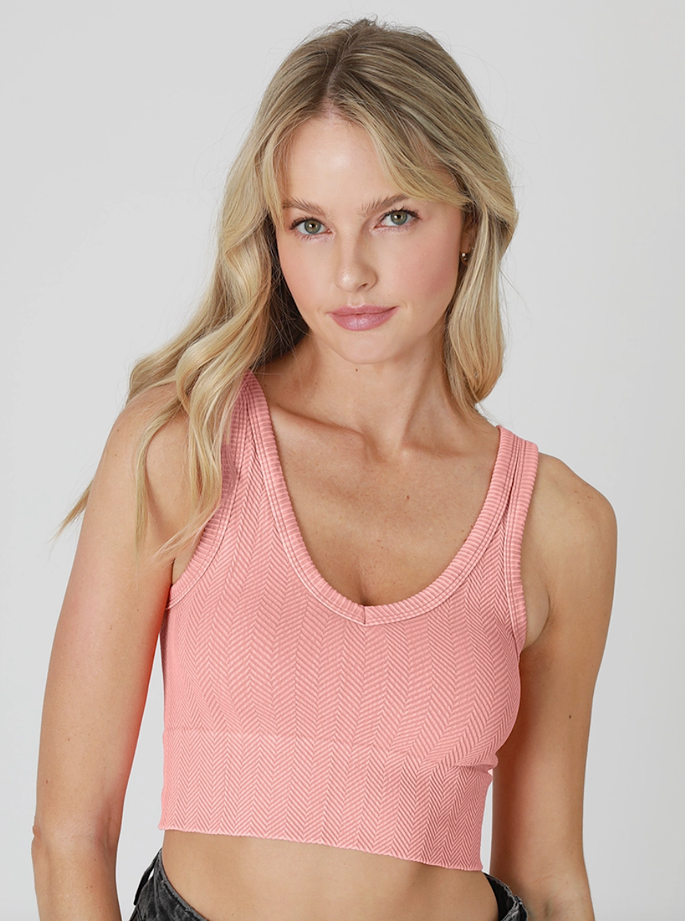 nb reversible herringbone crop tank