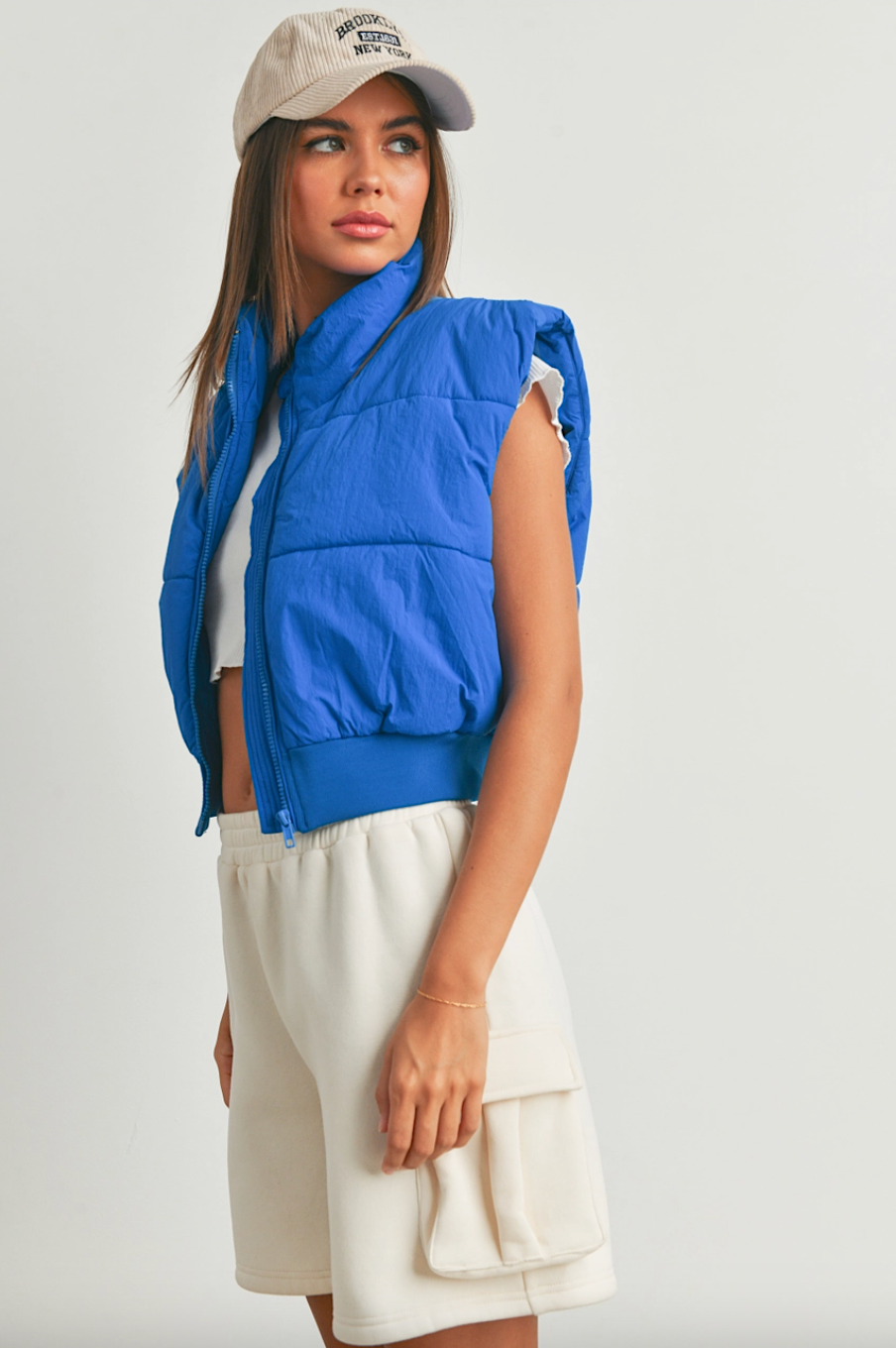 crop zip-up puffer vest