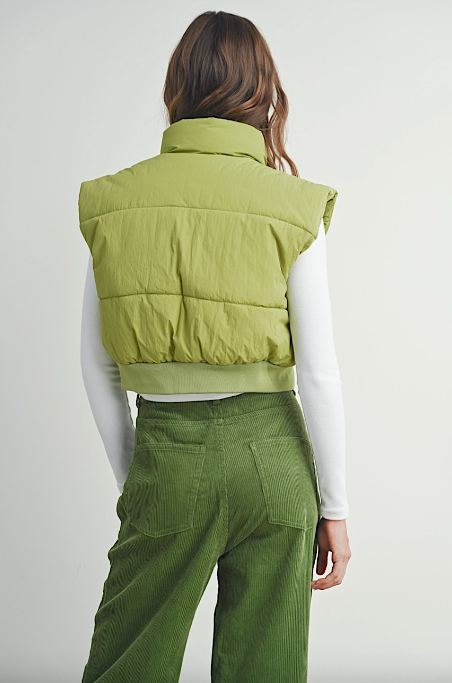 crop zip-up puffer vest