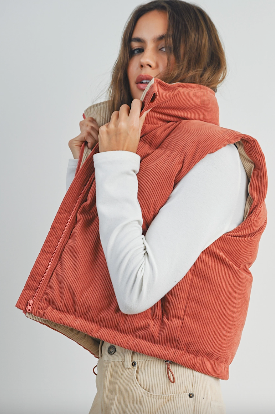 adore me corduroy puffer vest