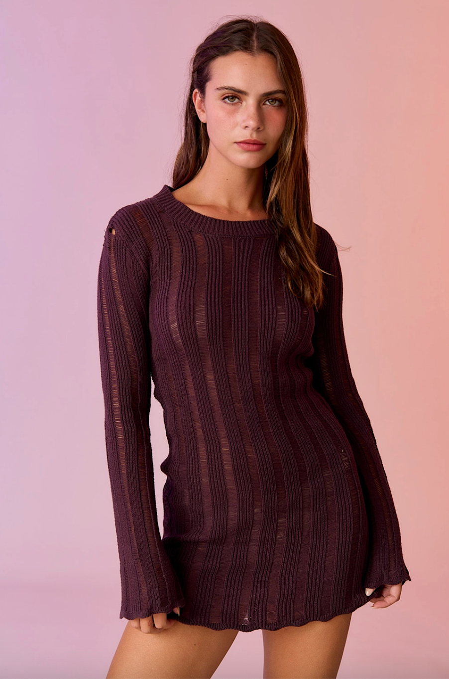 sadie ladder knit mini dress