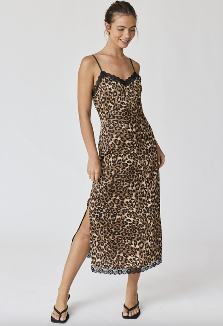 amelia leopard slip dress