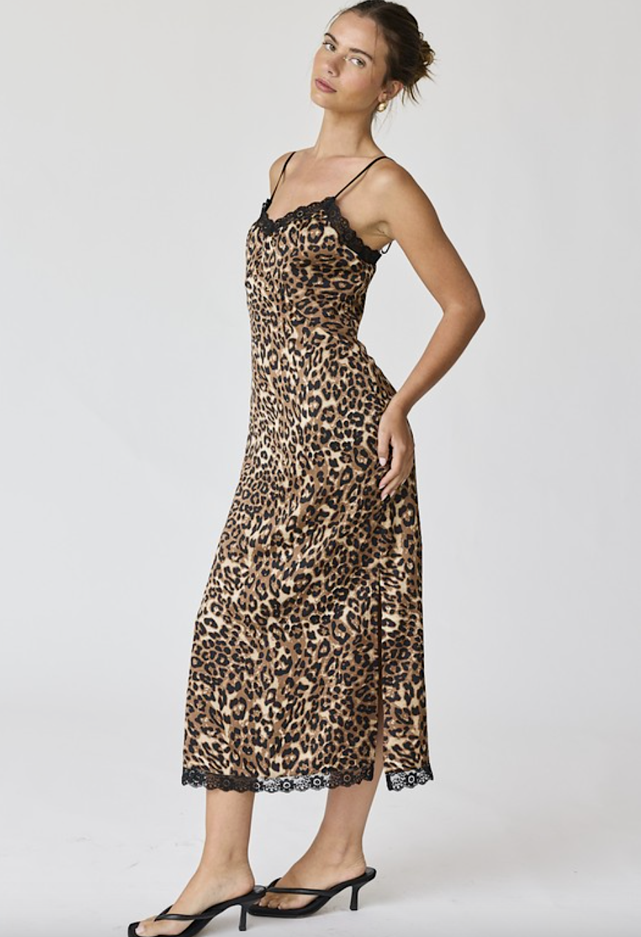 amelia leopard slip dress