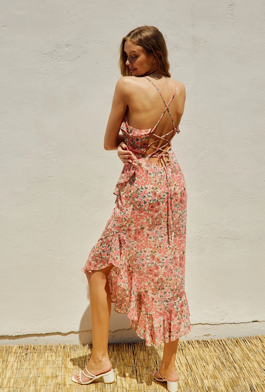 wild roses midi dress