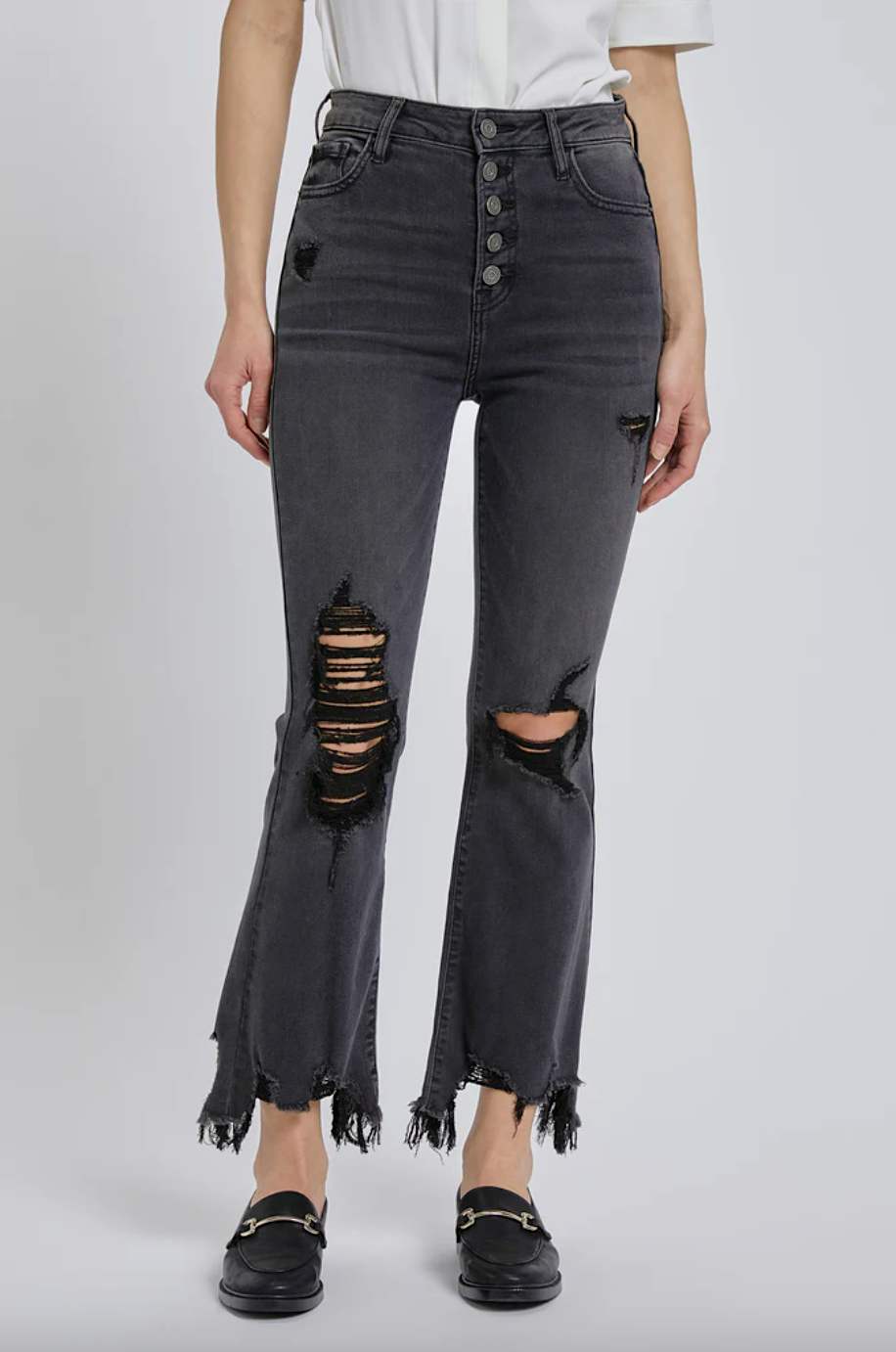 happi high rise cropped flare - black